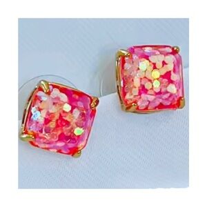 Kate Spade New York ♠️ something sparkly pink glitter square stud earrings